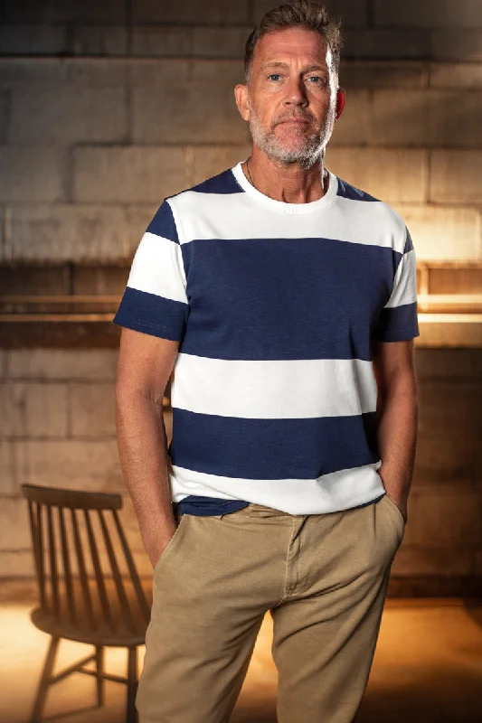 &SONS 75 T-Shirt Indigo Stripe Modern Men's Tech Modern Men's Tech