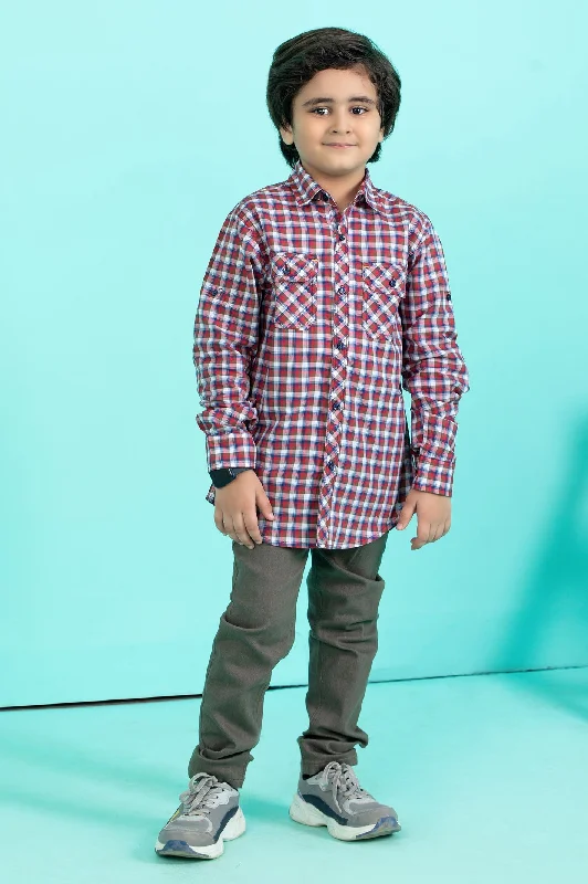 Red Gingham Check Casual Shirt Preppy Men's College Preppy Men's College