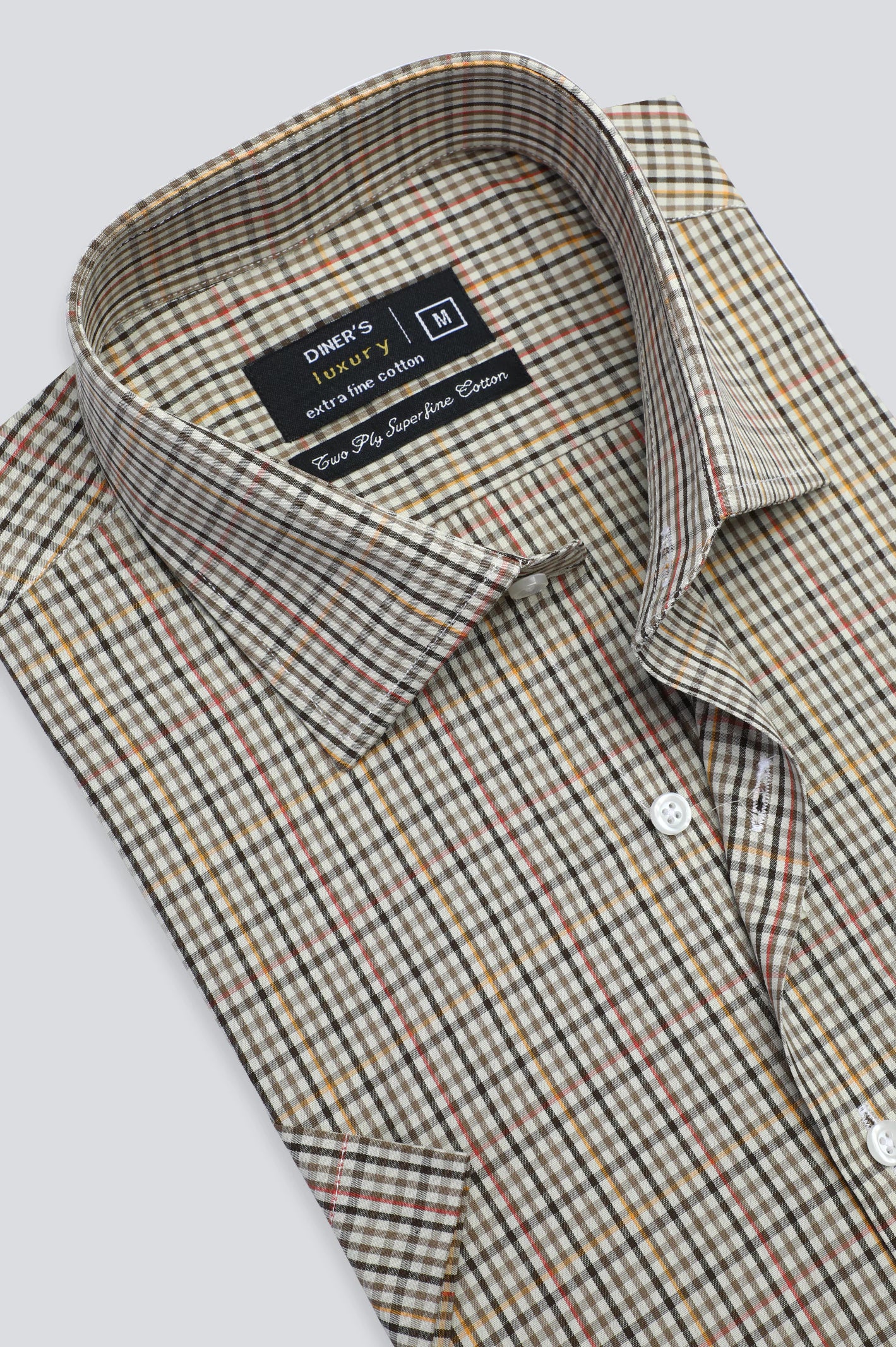 Brown Mini-Check Formal Shirt (Half Sleeves) Athletic Men's Compression Athletic Men's Compression