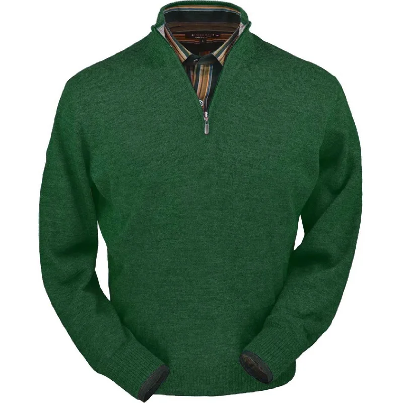 Royal Alpaca Half-Zip Mock Neck Sweater in Leaf Heather by Peru Unlimited Trendy Men's Bucket Trendy Men's Bucket