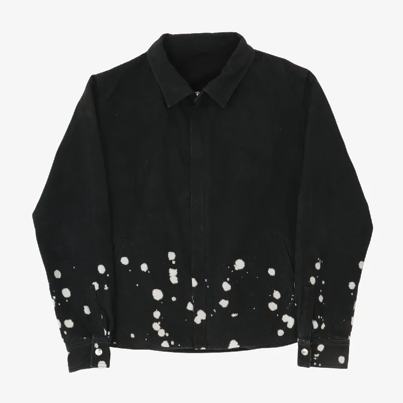 Bleach Splattered Cotton Canvas Jacket Athletic Men's High Athletic Men's High