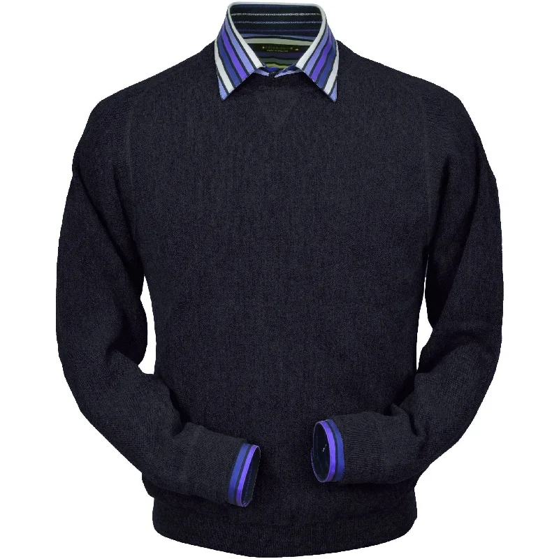 Baby Alpaca 'Links Stitch' Sweatshirt-Style Crew Neck Sweater in Aubergine Heather by Peru Unlimited Cclassic Men's Tweed Cclassic Men's Tweed Baby Alpaca 'Links Stitch' Sweatshirt-Style Crew Neck Sweater in Aubergine Heather by Peru Unlimited Cclassic Men's Tweed Cclassic Men's Tweed