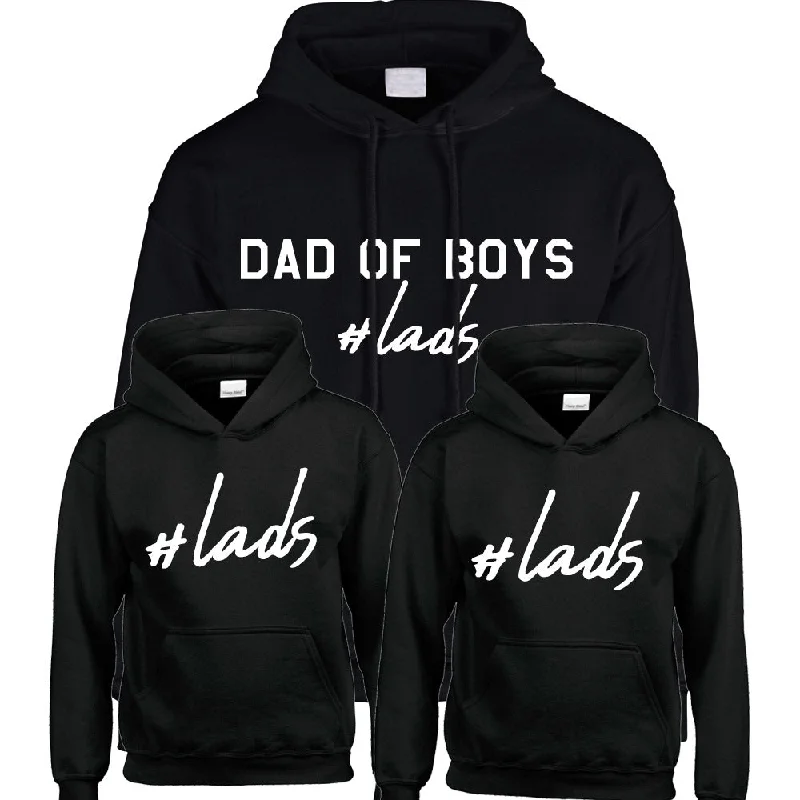 Hashtag Lads- Dad Of Boys & Matching Kids Black Hoodies Bold Men's Statement Bold Men's Statement Hashtag Lads- Dad Of Boys & Matching Kids Black Hoodies Bold Men's Statement Bold Men's Statement