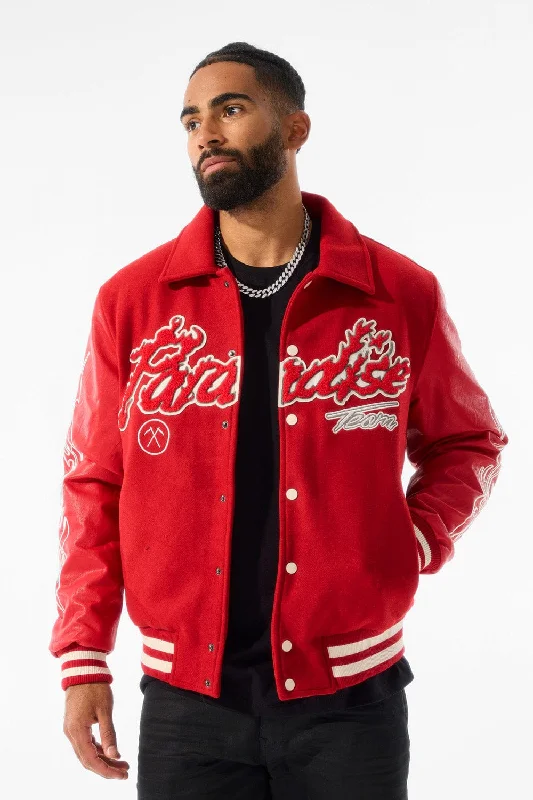 Paradise Tour Varsity Jacket (Red) Polished Men's Silk Polished Men's Silk
