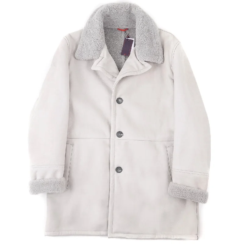 Isaia Plush Lambskin Shearling Coat Refined Men's Hand Refined Men's Hand