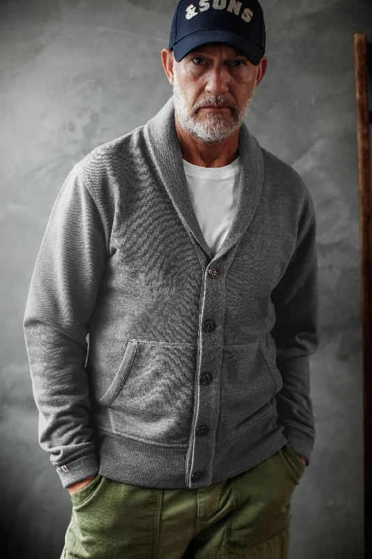 &SONS Cornell Cardigan Grey Marl Elegant Men's Cashmere Elegant Men's Cashmere