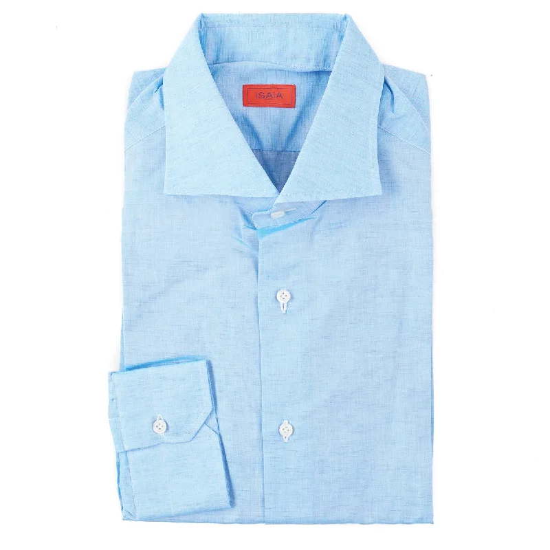 Isaia Superfine Cotton and Linen Shirt Laid Laid