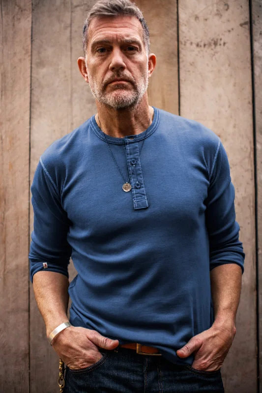 The New Elder Henley Shirt Indigo Relaxed Men's Beach Relaxed Men's Beach