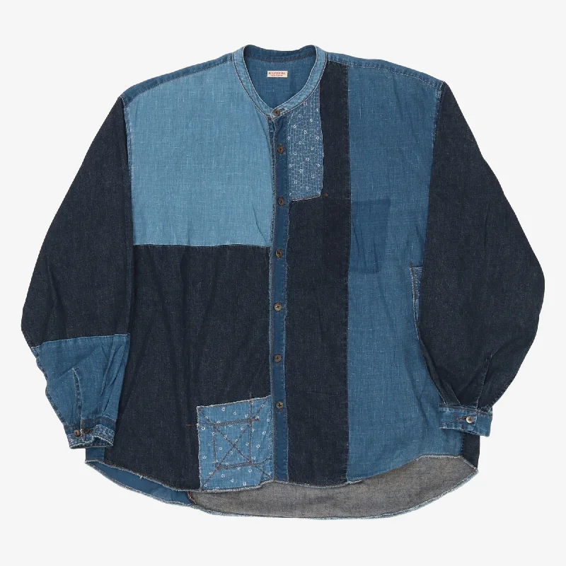 Denim Patchwork Kathmandu Shirt Athletic Men's High Athletic Men's High
