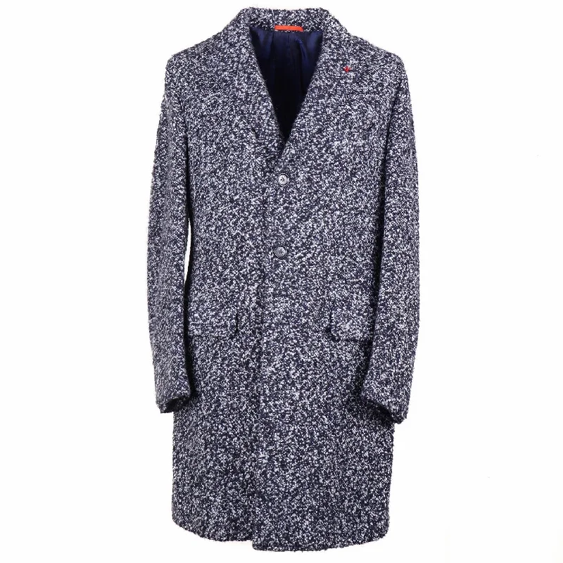 Isaia Plush Boucle Cashmere Overcoat Laid Laid