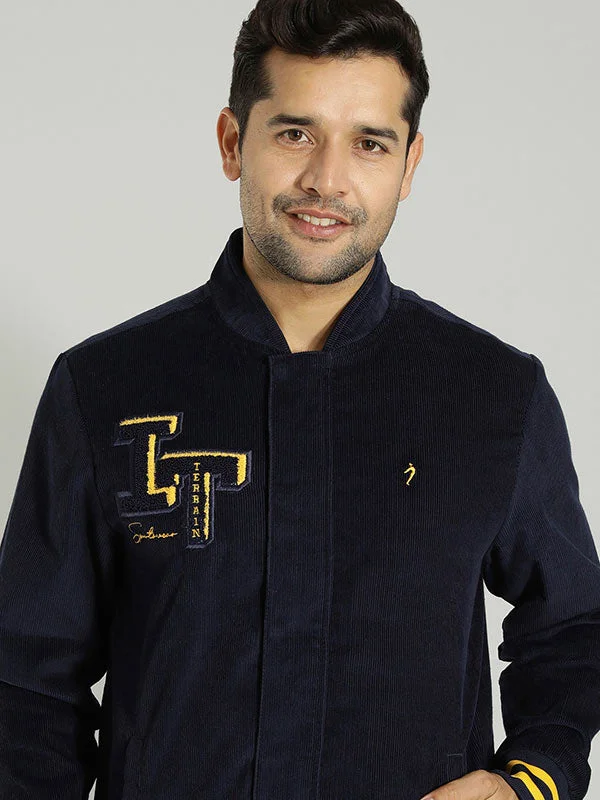 Men Solid Full Sleeve Bomber Jacket Artistic Men's Hand Artistic Men's Hand