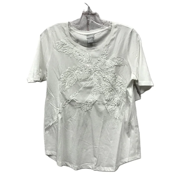 White Top Short Sleeve By Chicos, Size: Small Masculine Men's 
