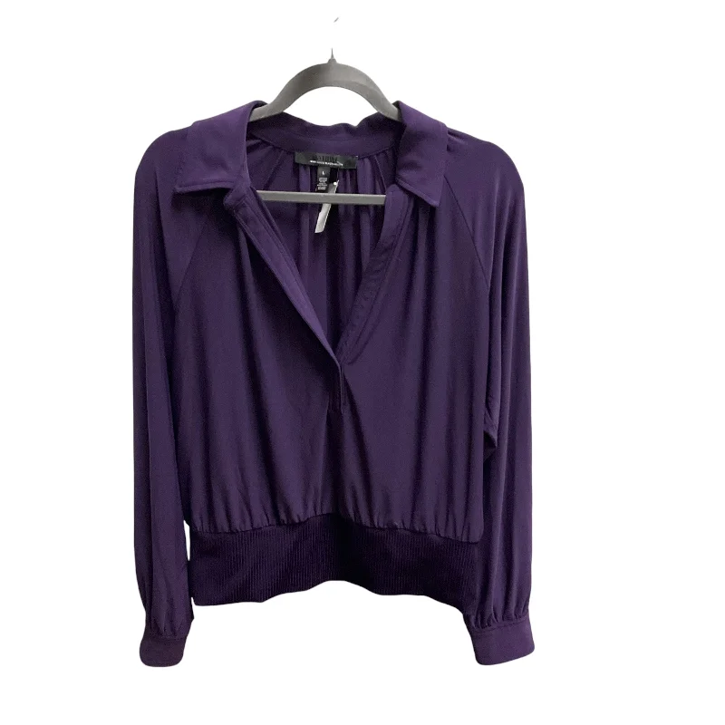 Top Long Sleeve By White House Black Market In Purple, Size: L Vacation