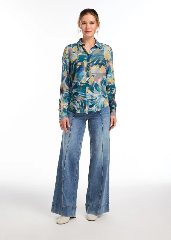 FDJ Long Sleeve Print Shirt Traditional Men's Wool