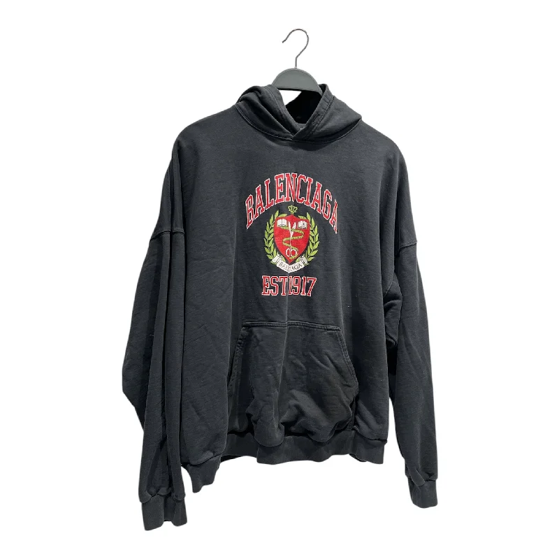 BALENCIAGA/Hoodie/M/Cotton/BLK/COLLEGIATE SEAL Rugged Men's Outdoor 