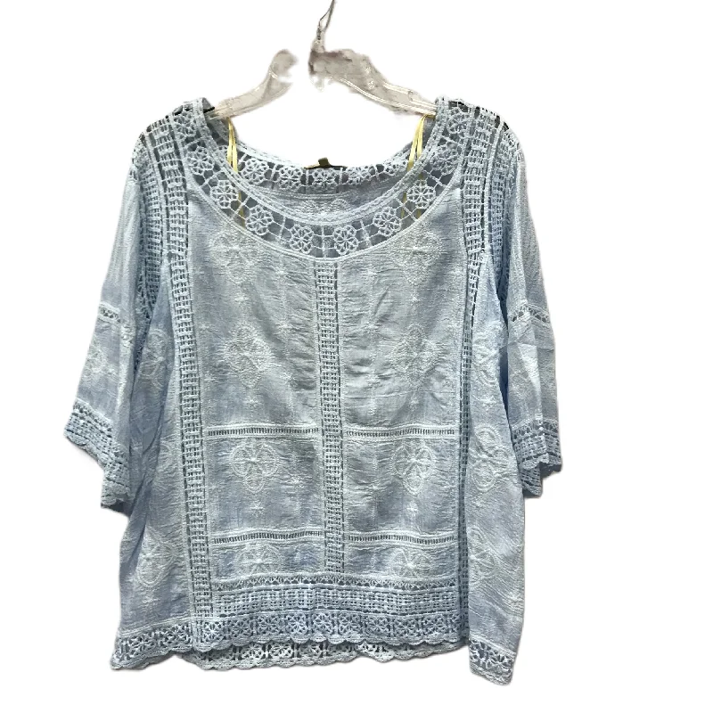 Blue Top Long Sleeve By Democracy, Size: L Casual Men's Loose