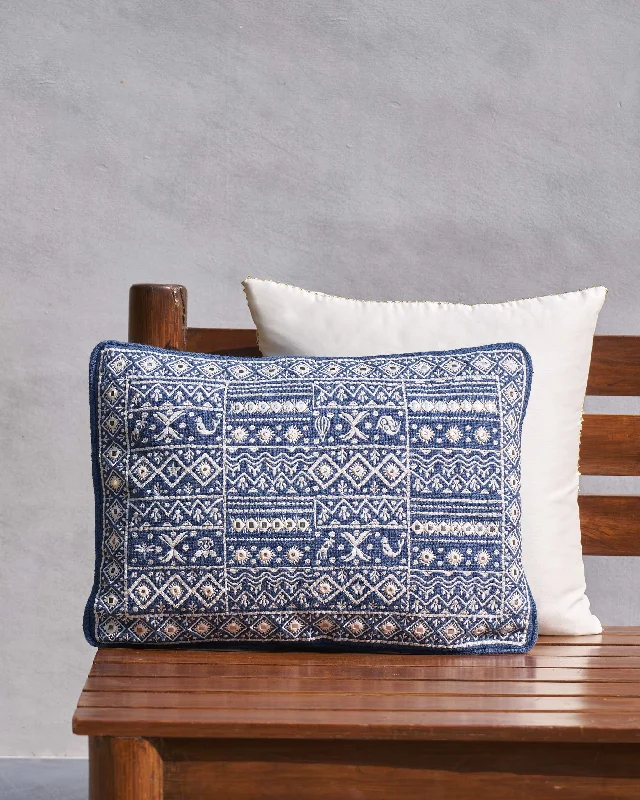 Morocco Mosaic Cushion Cover (Blue) Traditional Men's Wool