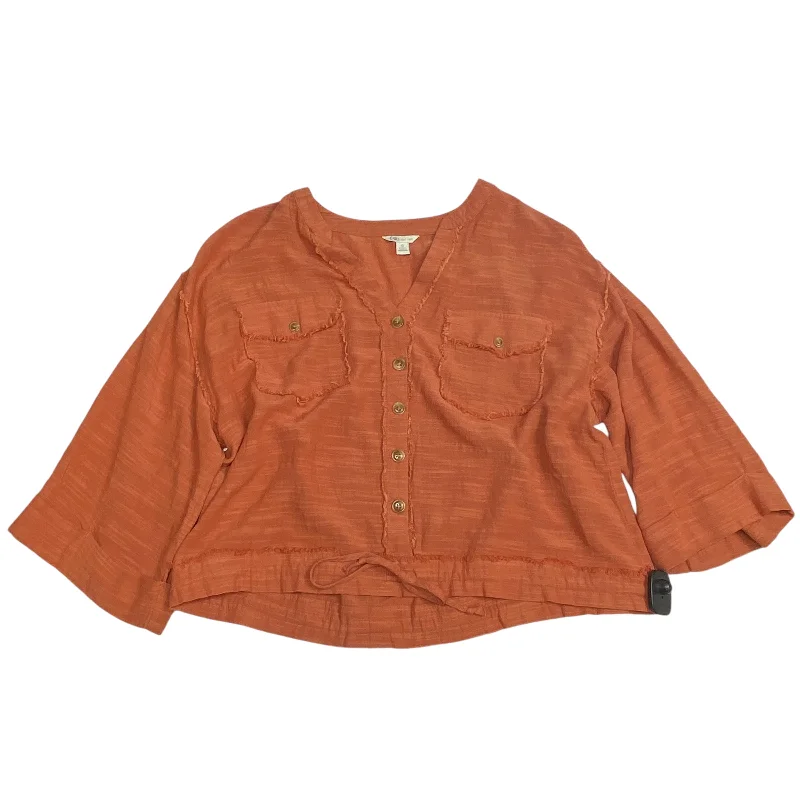 Top Long Sleeve By Cato In Orange, Size: S Confident Men's Power
