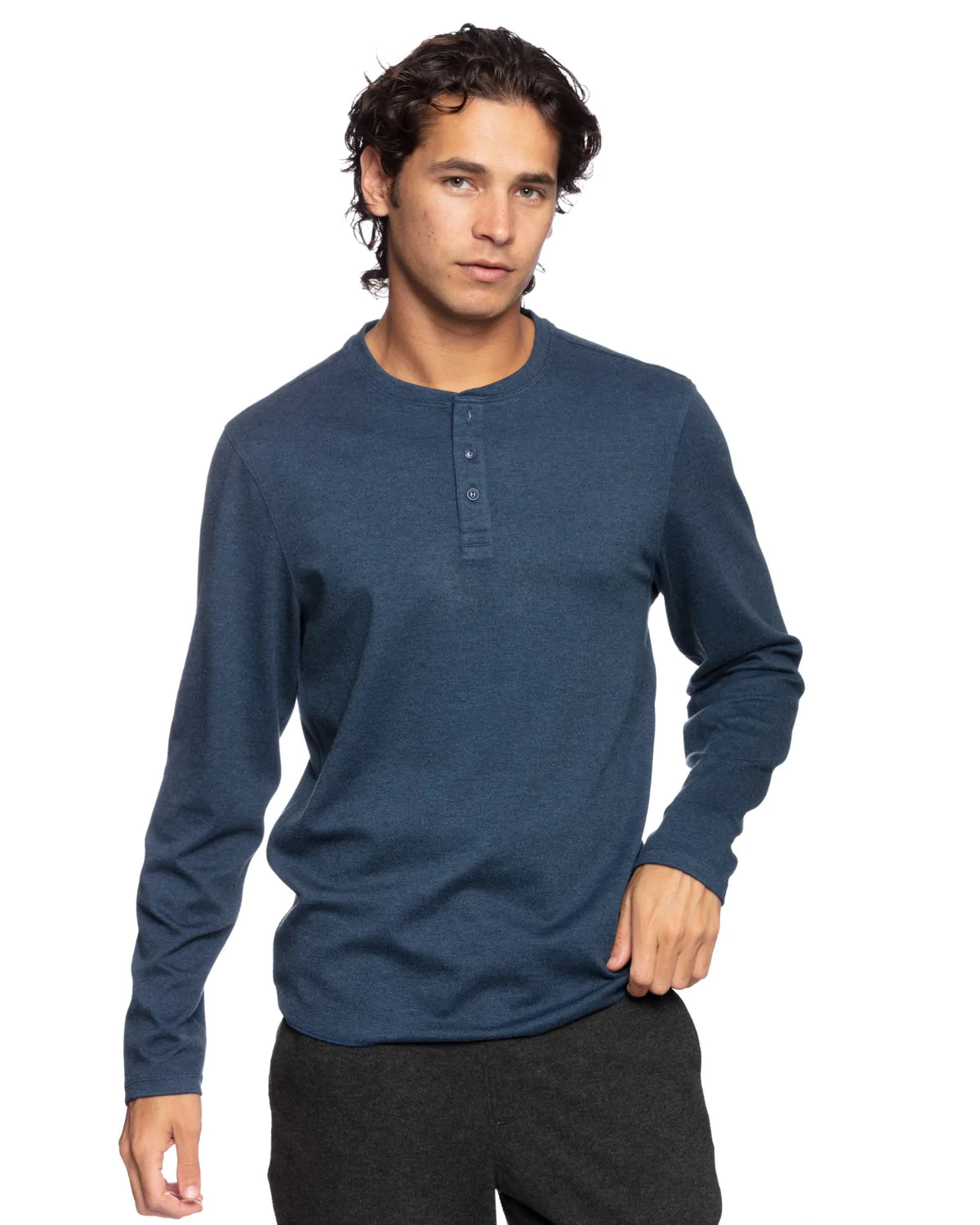 ANDY SOFT TOUCH HENLEY - DARK SEA Trendy Men's Scandinavian
