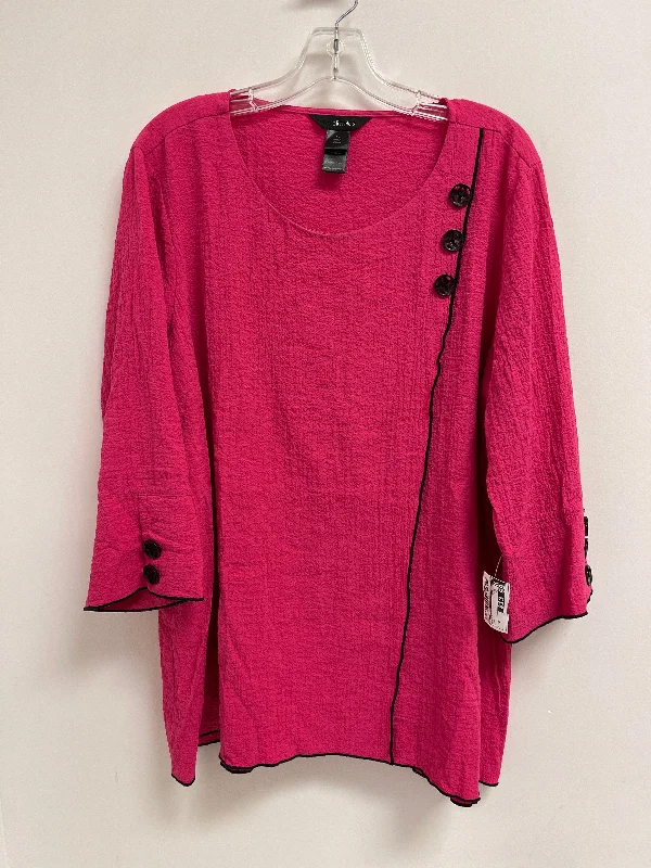 Top Long Sleeve By Ali Miles In Pink, Size: Xl Tailored