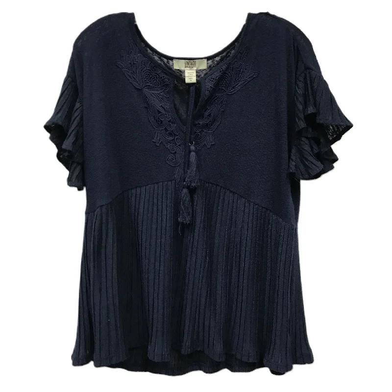 Navy Top Short Sleeve By Vintage America, Size: M Earthy Men's Sustainable 