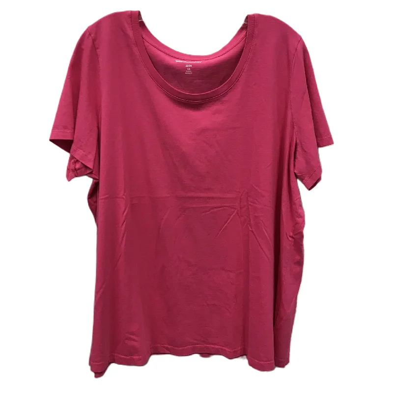 Pink Top Short Sleeve By Woman Within, Size: 1x Bold Men's Animal