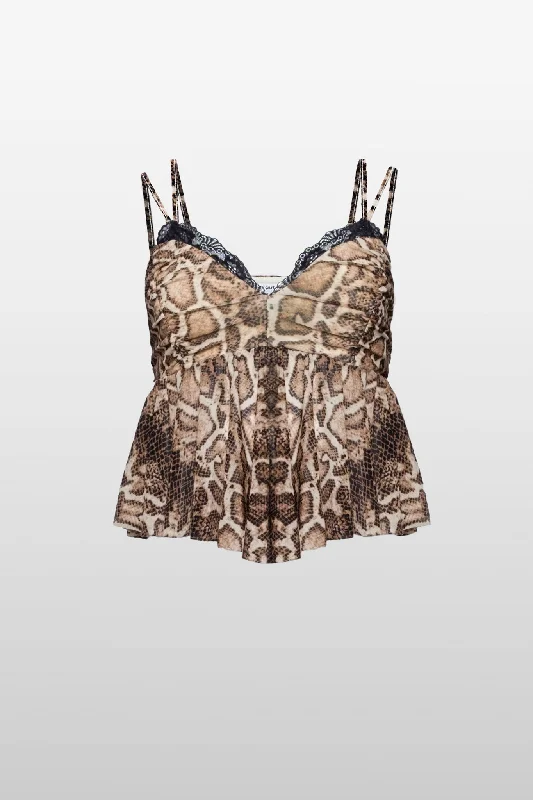 Skin Deep Snake Print Babydoll Top Sharp Men's Italian