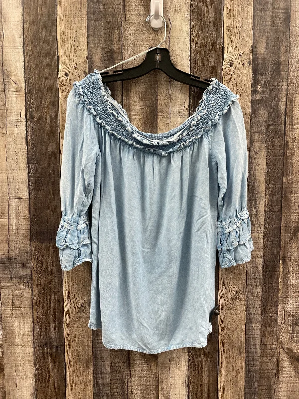 Top 3/4 Sleeve By Cme In Blue, Size: M Bohemian Men's Free