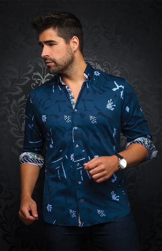 AU NOIR | Long Sleeved Shirt | Verso Navy Dynamic Men's Glow