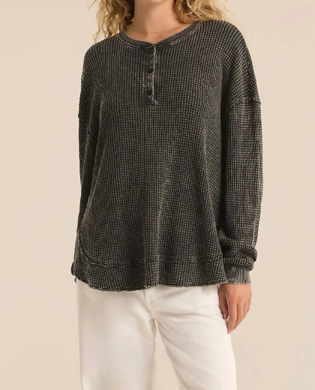 Jax Cozy Waffle Henley Top Edgy Men's Punk