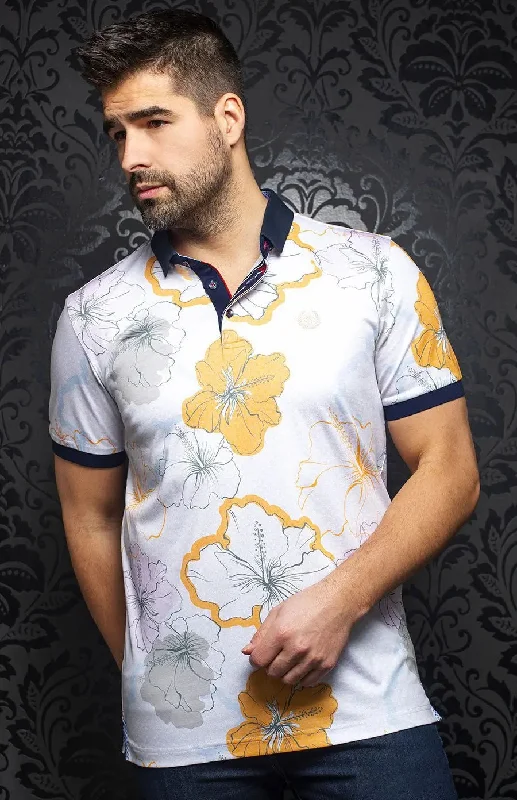 AU NOIR | Polo | Molokai White/Orange Refined Men's European