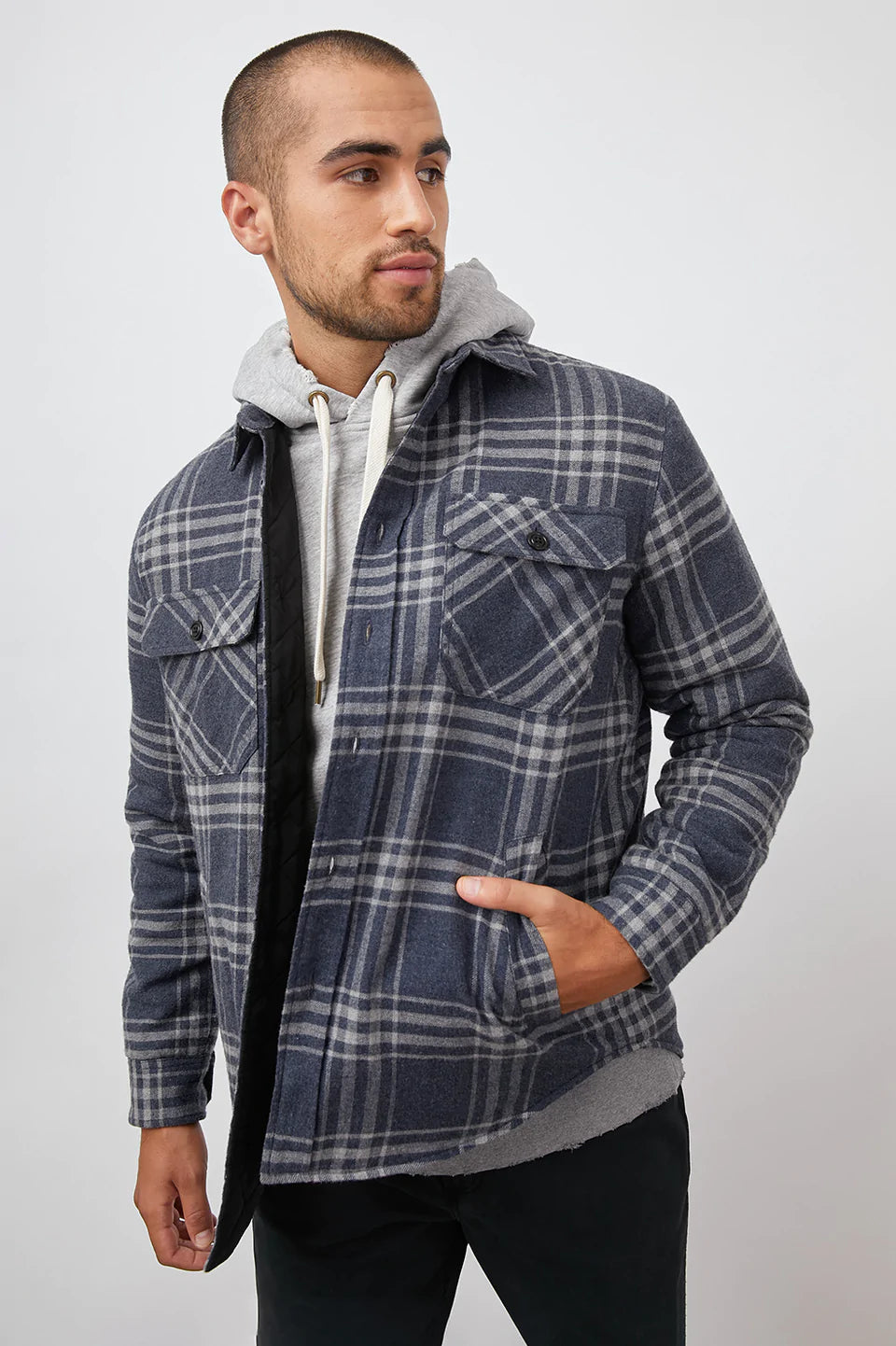 WORTHING QUILTED FLANNEL - GREY Polished Men's Silk