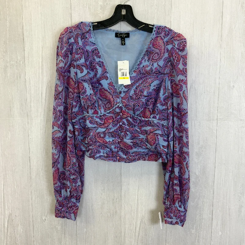 Top Long Sleeve By Jessica Simpson In Blue & Purple, Size: M Masculine Men's 